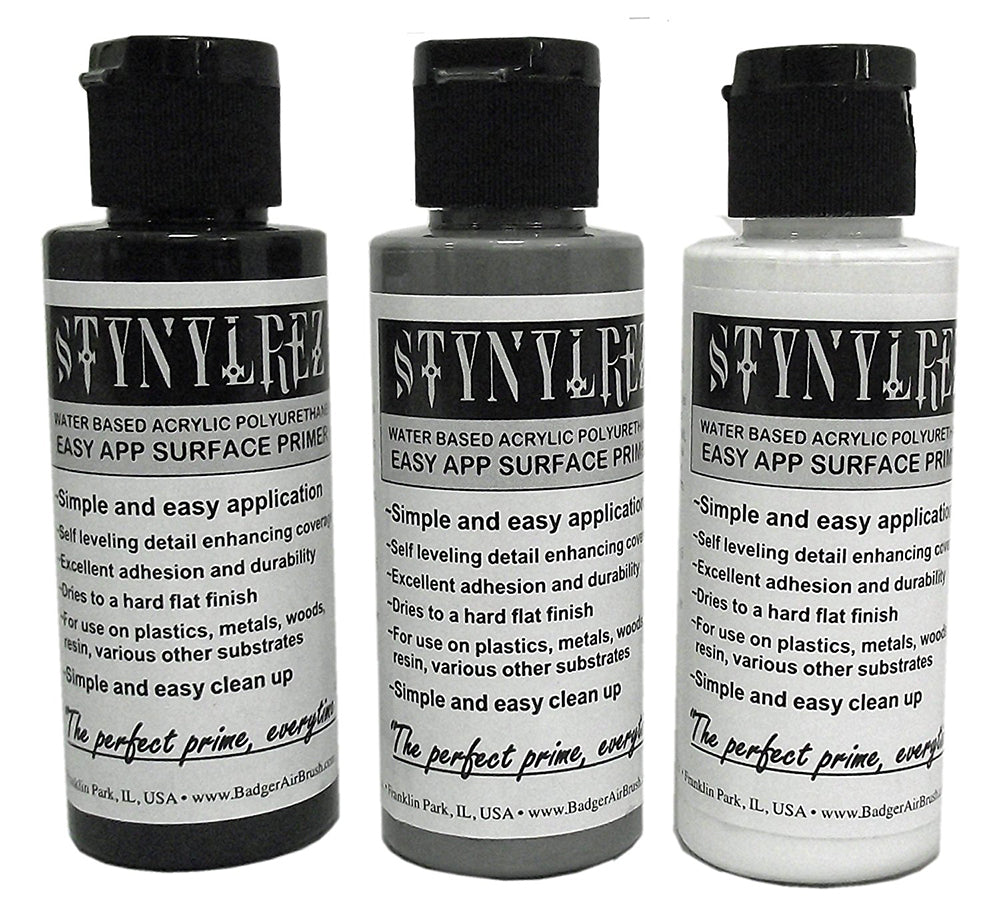 Badger Airbrushes Stynylrez Primer - Six Tone Pack - White, Gray