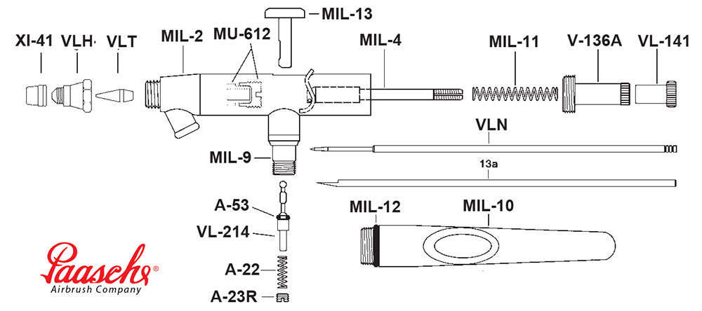 Paasche Millennium MIL Airbrush Parts — Midwest Airbrush Supply Co