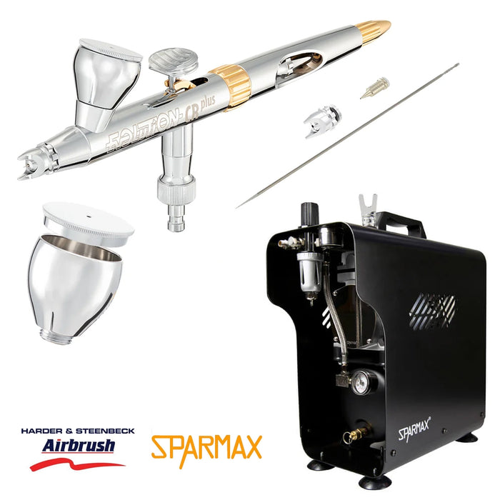 Harder & Steenbeck EVOLUTION 2024 CRplus 2 in 1 with SPARMAX TC620X Airbrush Compressor